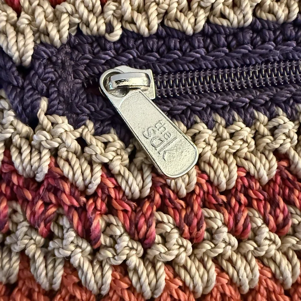 The Sak Crochet Shoulder Bag Multicolor Knit Stripe Hobo Purse Boho Slouch Tote - Picture 4 of 11